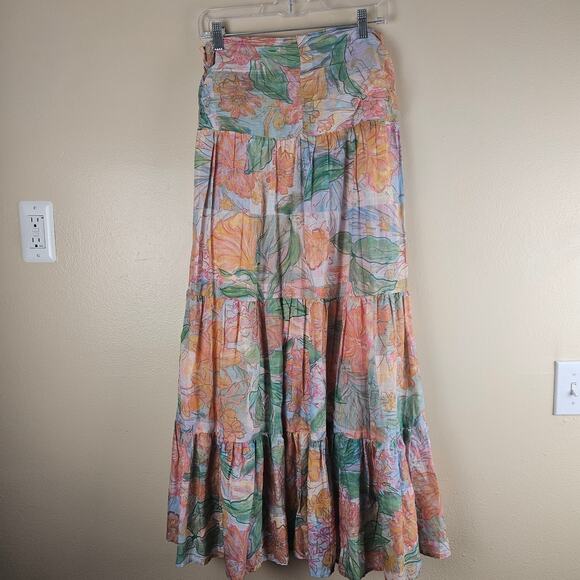Rails Agatha Skirt Tropica Floral  Tiered Maxi Size 4 - Picture 2 of 8